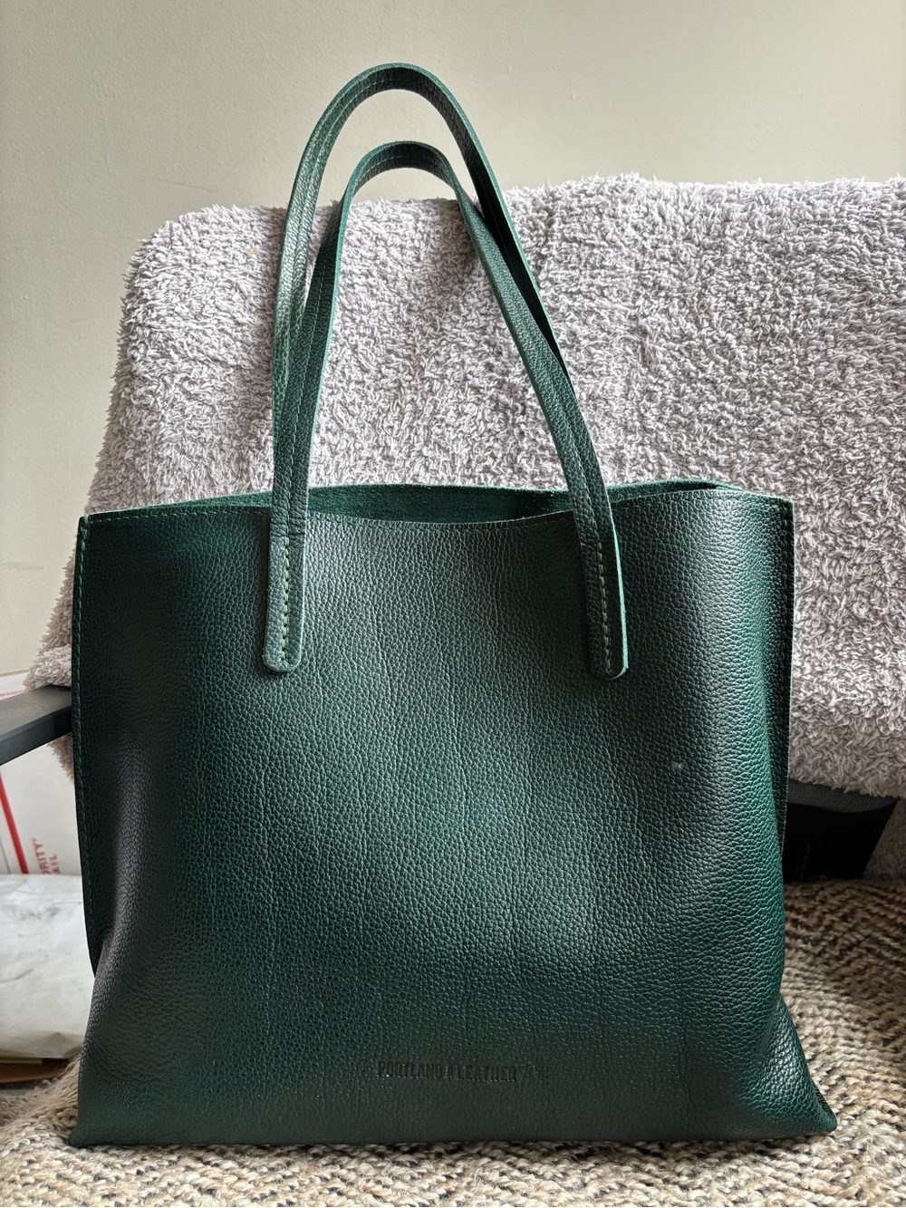 Portland Leather Goods medium August tote in forest green